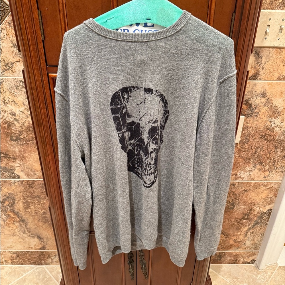 Autumn Cashmere Gray Skull Crewneck Sweater